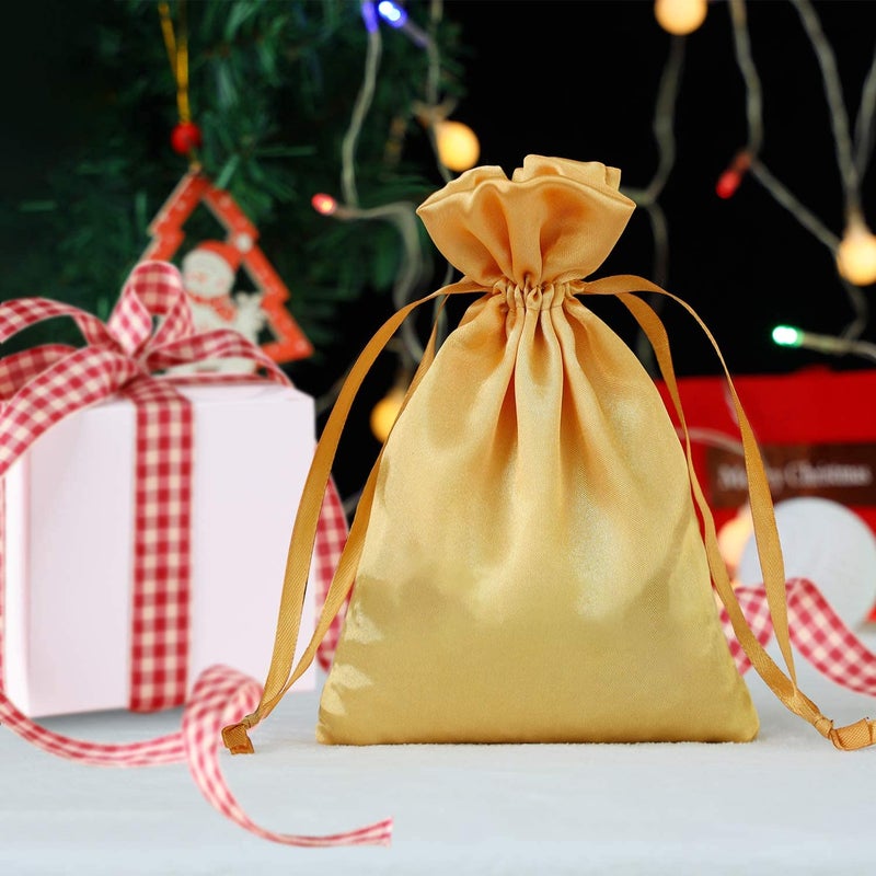 Generic Brands AKLVBL 30 Pack 6 x 9.5 Inches Golden Satin Gift Bags, Jewelry Drawstring Pouch, Wedding Favor Bags, Baby Shower Bags, Silk Bag - Image 5
